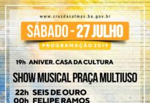 Seis de Ouro, Felipe Ramos e 100% vem Sambar, em apresentações musicais, Praça Multiuso, CRUZ DAS ALMAS