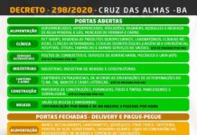 Cruz das ALmas institui novas medidas de restrições para prevenção e controle da pandemia decorrente do coronavírus Cruz das Almas controle coronavírus