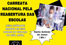 Nesse sábado, 16, às 09h, carreata nacional em prol da reabertura das escolas. Santo Antonio de Jesus engaja-se nessa luta