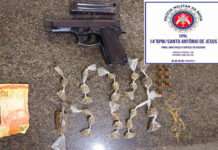 Ação de guarnições do 14o. BPM resulta em apreensão de arma de fogo, drogas e prisão de indivíduo