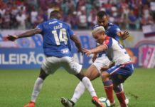 Com um a menos, Bahia empata com o Cruzeiro na Arena Fonte Nova