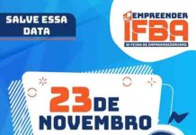 5a. Edição do Empreender IFBA, dia 23, em S.A.JESUS
