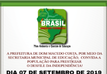 Todas as escolas municipais e colégio estadual no grande desfile de 7 de setembro em Dom Macedo Costa