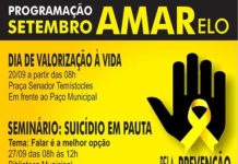 Programação para o Setembro Amarelo, em Cruz das Almas