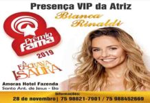 Bianca Rinaldi, atriz, marca presença no Prêmio Fama 2019, em S.A.JESUS