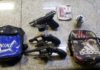 Granada, pistola e revólveres apreendidos pela PM e Polícia Civil na Bahia