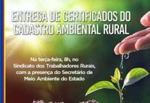 Entrega de certificados do Cadastro Ambiental Rural, em S.A.JESUS