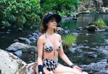 Juliana Trevisol posta clique meditando na cachoeira