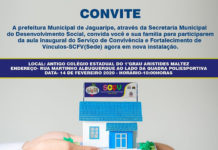 Aula inaugural do Serviço de Convivência e Fortalecimento de Vínculos: JAGUARIPE