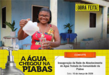 Governo do Povo convida a população para participar da entrega da Extensão de Rede de Água Tratada da Comunidade da Piabas