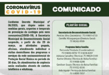 Coronavírus: Prefeitura de Jaguaripe comunica sobre Plantão Social