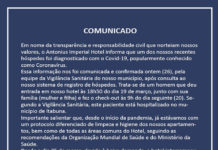 Antonius Imperial Hotel, em S.A.Jesus, esclarece sobre hóspede (dias 19 e 20) com sintoma de coronavírus. VEJA