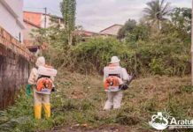 Secretaria de Saúde bloqueia ruas para pulverização, no combate ao mosquito Aedes Egypti, em ARATUÍPE