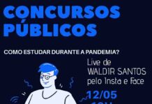 Valdir Santos faz live, nessa terça, 12, às 19h, acerca de Concursos Públicos: como estudar durante pandemia