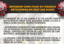 PREFEITURA DE CRUZ DAS ALMAS ACATA DECRETO ESTADUAL DE ANTECIPAÇÃO DE FERIADOS