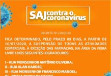 SAJ: Atividades comerciais na Feira Livre serão suspensas por 09 dias