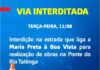 SAJ: Trecho entre Maria Preta e Boa Vista será interditado para obra na Ponte do Rio Taitinga