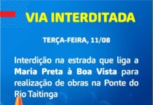 SAJ: Trecho entre Maria Preta e Boa Vista será interditado para obra na Ponte do Rio Taitinga