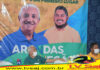 ARANDAS, pré-candidato a prefeito, ao lado de Negão, em sua mensagem à população de JAGUARIPE