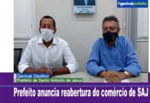 Prefeito Genival Deolino anuncia reabertura do comércio, todavia, mantém toque de recolher, em Santo Antonio de Jesus