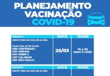 PMSAJ vacina idosos a partir de 71 anos amanhã (25); público a partir de 70 anos recebe vacina sexta (26)