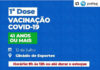 Prefeitura realiza, nessa segunda-feira, 12, no Ginásio de Esportes, vacinação contra Covid-19, em pessoas com 41 anos