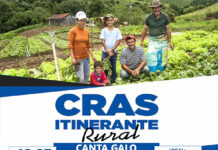 CRAS Itinerante rural, nessa terça, 13, nas comunidades rurias do Canta Galo e Mina do Sapé, em S.A.JESUS