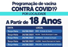 Prefeitura de Jaguaripe divulga calendário de vacinação contra a Covid-19, na sede e comunidades