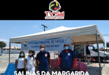 Prefeitura de Salinas realizou, no último domingo, ação educativa na Praia da Ponte, contra disseminação da Covid-19