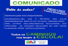 SAJ: Secretaria Municipal de Educação marca para a próxima segunda-feira (18) o início do modelo híbrido de ensino