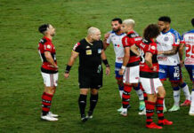 VERGONHA: Pênalti “inventado” prejudicou o Bahia, mostrando que a pressão sobre a arbitragem, pelo Flamengo, funcionou