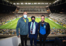 Presidente e vice da FBF assistem jogo da Seleção Brasileira em São Paulo