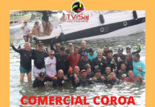 Empresários Nego e Marquinhos, da Comercial Coroa, confraternizam com fornecedores parceiros, em tour na Baía de Todos os Santos