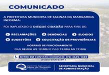 Prefeitura de Salinas da Margarida comunica implantação de Disque Cidadão