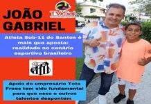 João Gabriel, atleta santantoniense, Sub-11 do Santos, é mais que uma promessa: realidade que conta com apoio do empresário Tote Froes