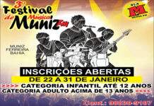 Abertas inscrições para o 3o. Festival de Música em Muniz Ferreira
