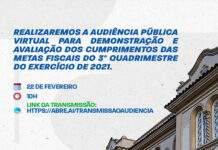 SAJ: Prefeitura informa à população acerca de audiência pública virtual a ser realizada em 22 de fevereiro