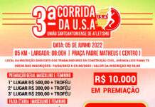 3a. Corrida da USA, dia 05 de junho, com percurso de 5 km, oferece premiação deR$ 10.000,00: SAJ