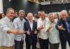 Rui Costa, Jerônimo Rodrigues, Lula, Geraldo Júnior, Bacelar e Otto Alencar no lançamento da pré-candidatura de Lula em São Paulo