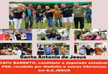 Cafu Barreto, candidato a deputado estadual, PSD, recebido por Nadinho e outras lideranças em S.A.JESUS