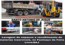 Lavagem de espaços e recolhimento de materias inservíveis, no Faxinaço da Feira Livre:SAJ