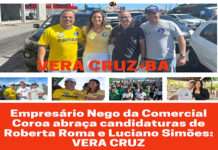 Empresário Nego da Comercial Coroa abraça candidaturas de Roberta Roma e Luciano Simões: VERA CRUZ