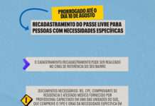 Prefeitura informa que o recadastramento das carteiras de gratuidade (PASSE LIVRE) foi prorrogado até 10/08