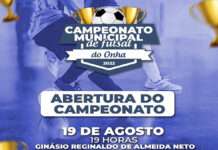 Campeonato de Futsal do Onha terá início às 19h desse sábado, 19/08, em MUNIZ FERREIRA