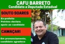 CAFU BARRETO, candidato a deputado estadual, PSD, recebe apoio de ex-prefeito do município de Souto Soares