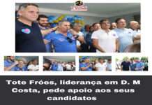 Tote Froes, liderança em D. M Costa, pede apoio aos seus candidatos