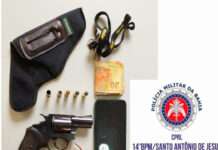 GUARNIÇÃO DO 14⁰ BPM PRENDE HOMEN POR PORTE ILEGAL DE ARMA DE FOGO, EM SAJ