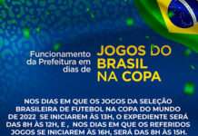 Prefeitura de Muniz Ferreira altera horário de expediente em dias de jogos do Brasil na Copa do Mundo