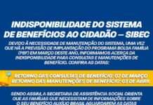 SAJ: Secretaria de Assistência Social informa sobre indisponibilidade do Sistema de Benefícios ao Cidadão – SIBEC