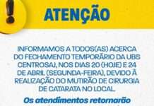 SAJ: Secretaria de Saúde (SMS) informa a população sobre fechamento, provisório, da UBS CENTROSAJ